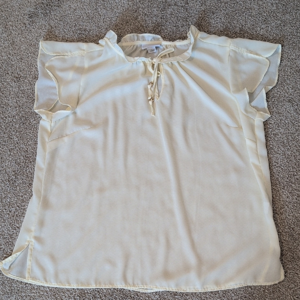 Liz Claiborne Cream Blouse with Tie Neck